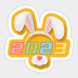 Lucky Chinese Zodiac Rabbit Happy New Year 2023 Pantone Colors Design Sticker